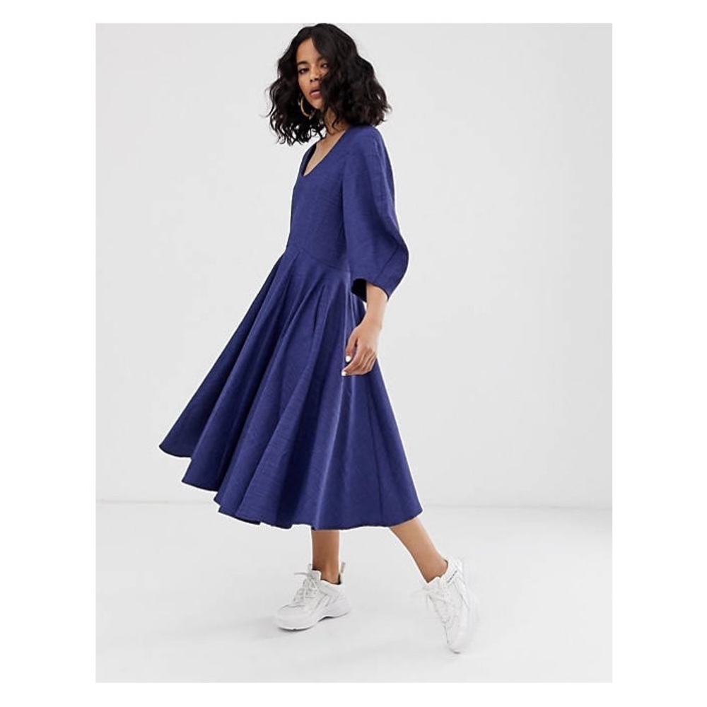 ASOS WHITE u neck Midi Dress